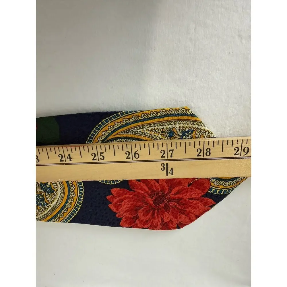 Hugo Boss Men’s 100% Silk Tie Made in Italy Red Blue Floral Pattern Neckwear